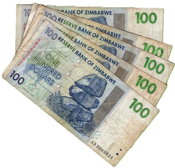 Zimbadwe 100 Dollar 2007, P-69 Lote 5 Pcs VF