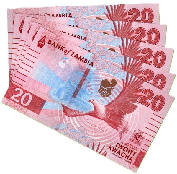 Zambia 20 Kwachas 2024, P-63 Lote 5 Pcs  Unc