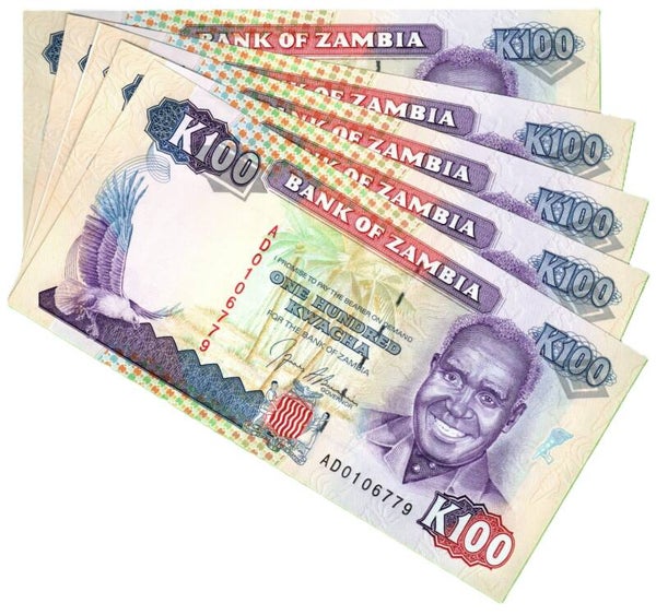 Zambia 100 Kwachas 1991 Lote 5 Pcs
