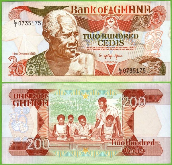 Ghana 200 Cedis 1992, P-27b Aunc