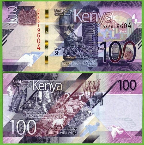Kenya 100 Shilling 2024, P-53b Unc