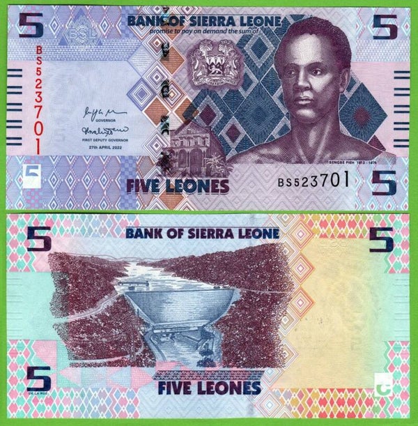 Sierra Leona 5 Leones 2022, P-36 Unc
