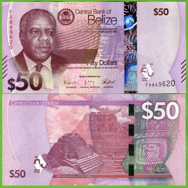 Belize 50 Dollar 2025, P-w77 Unc