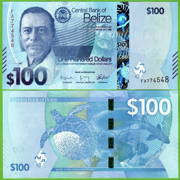 Belize 100 Dollar 2025, P-w78 Unc