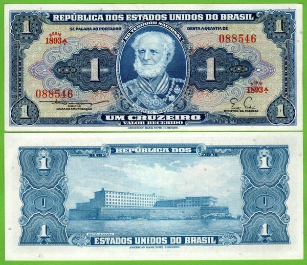 Brazil 1 Cruzeiros 1954 P-150a Unc