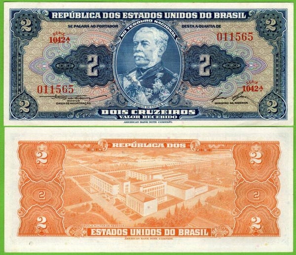 Brazil 2 Cruzeiros 1954, P-151b Unc