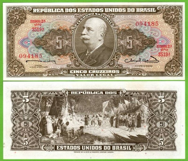 Brazil 5 Cruzeiros 1962, P-176b Unc