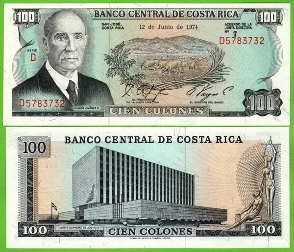 Costa Rica 100 Colones 1974, P-240a Unc