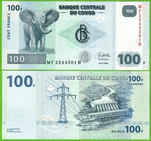 Congo 100 Francs 2022, P-98 Unc