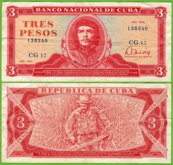 Cuba 3 Pesos 1985, P-107a XF