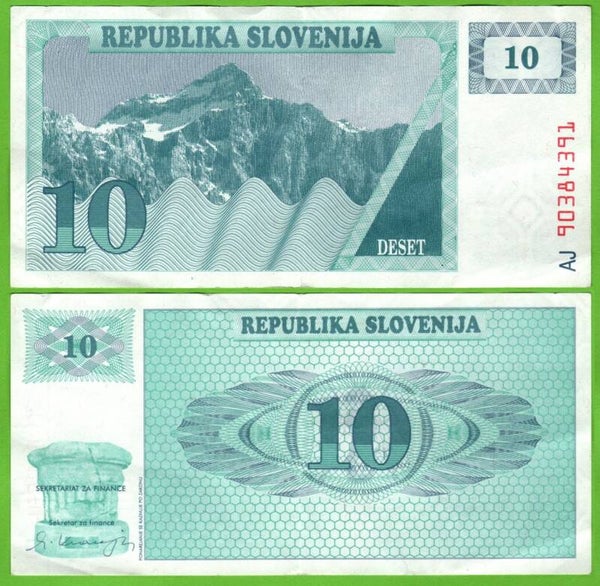 Eslovenia 10 Tolarjev 1990, P-4a vF