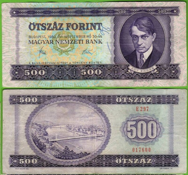 Hungria 500 Forint 1980, P-172c Fine