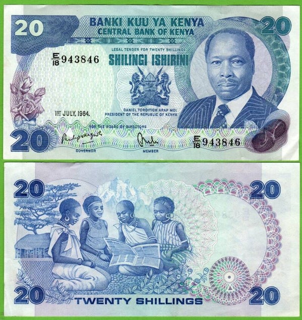 Kenya 20 Shillings 1984, P-21c Au
