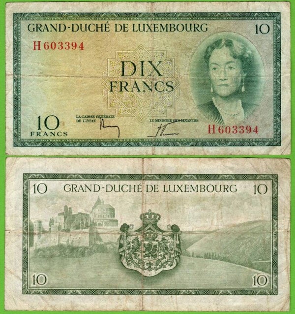 Luxemburgo 5 Francs 1954 P-48a(3) XF