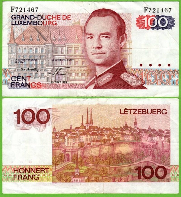 Luzemburgo 100 Francs 1980, P-57a (2) XF