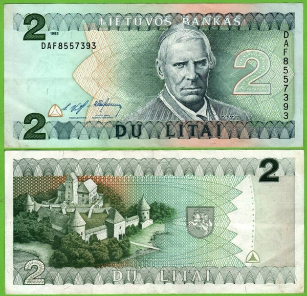 Lituania 2 Litai 1993, P-54a XF Raro