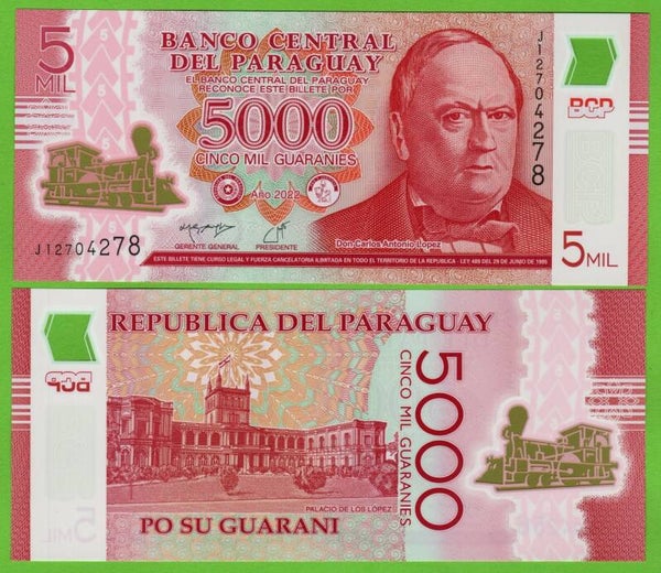 Paraguay 5000 Guaranies 2022, P-234 Unc
