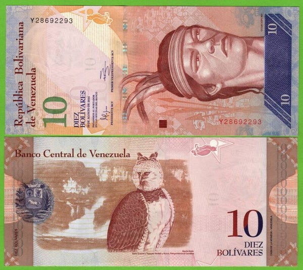 Venezuela 10 Bolivares 2014, P-90e PRefix-Y Unc