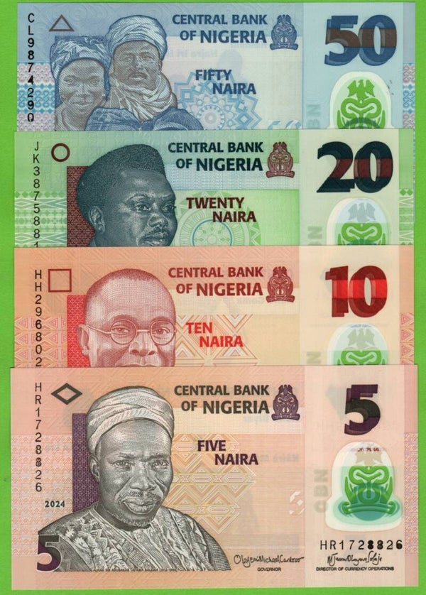 Nigeria Set 4pcs 5,10,20,50 Naira 2024 Unc
