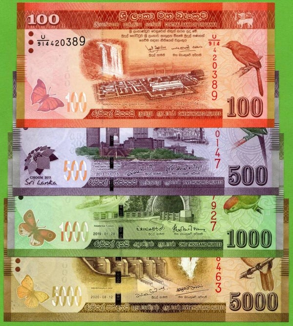 Sri Lanka Set 4 pcs 100,500,1000,5000 Rupees 2019-2020  Unc