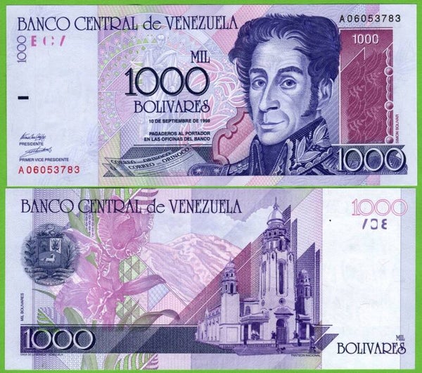Venezuela 1000 Bolivares 1998, P-79 Prefix-A Unc