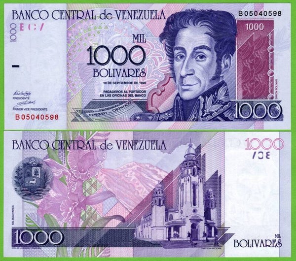 Venezuela 1000 Bolivares 1998 , P-79 Prefix-B Unc