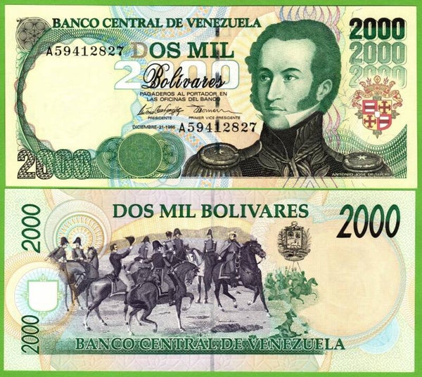 Venezuela 2000 Bolivares 1995, P-74b Prefix-A Unc