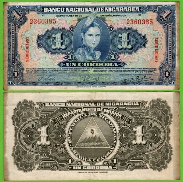 Nicaragua 1 Cordoba 1951. P-91b vf