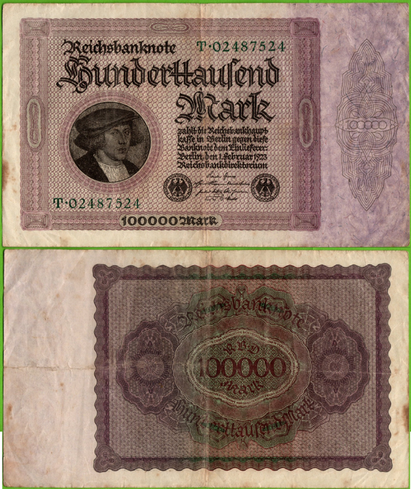 Alemania 100,000 Mark 1923, R-82d.T FINE