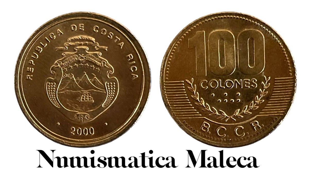 Costa Rica 100 Colones 2000, Km240 Unc | Numismatica maleca