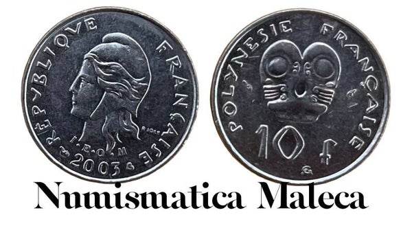 Polinesia Francesa 10 Francs 2003, Km8 VF