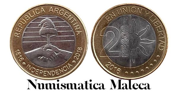 Argentina 2 pesos 2016, km184 XF