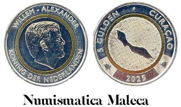 Curacao 5 gulden 2025, Unc Tri-metalica