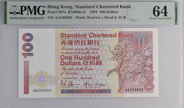 Hong Kong 100 Dollar 1993, P-287a Grado 64