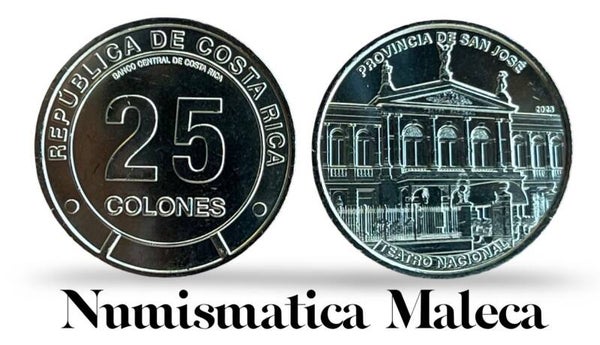 Costa Rica 25 Colones 2023, Km-new  (San Jose) Unc