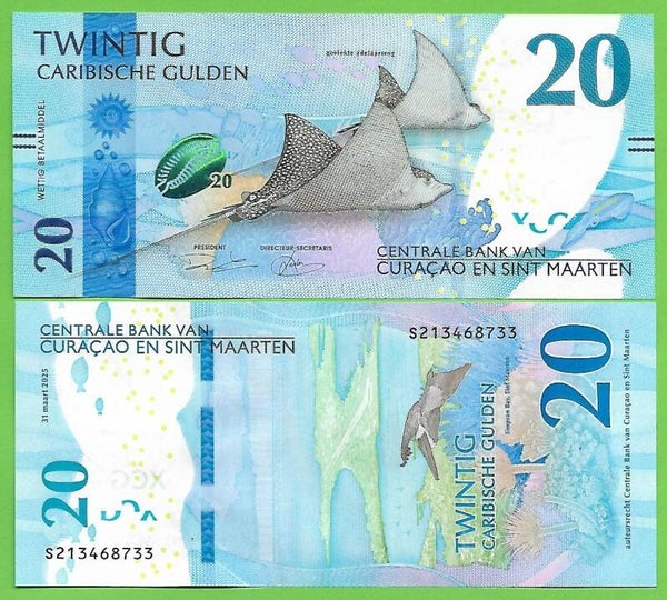 Curacao & San Martin 20 Gulden 2025, P-w2 Unc