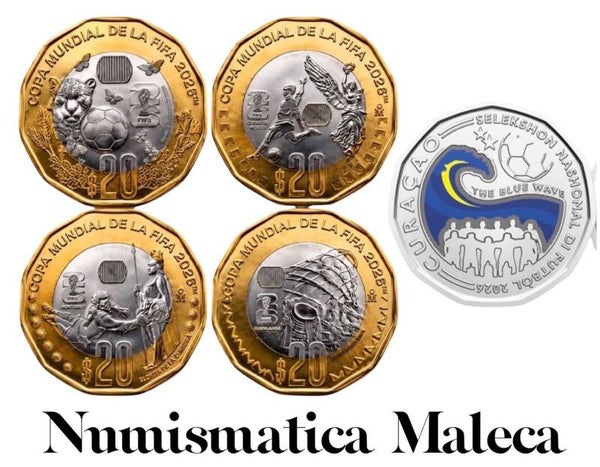 Set Monedas de Mexico+curacao  20 pesos+ 50 centimos