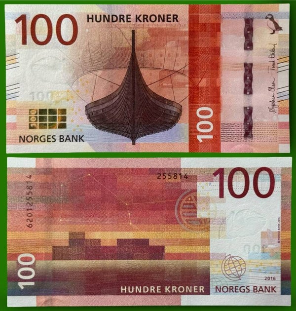 Noruega 100 Kronor 2016, P-54 Unc