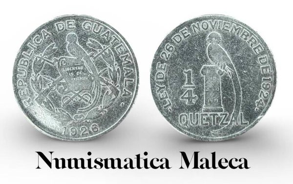 Guatemala 1/4  Quetzal 1926 Km243 Plata