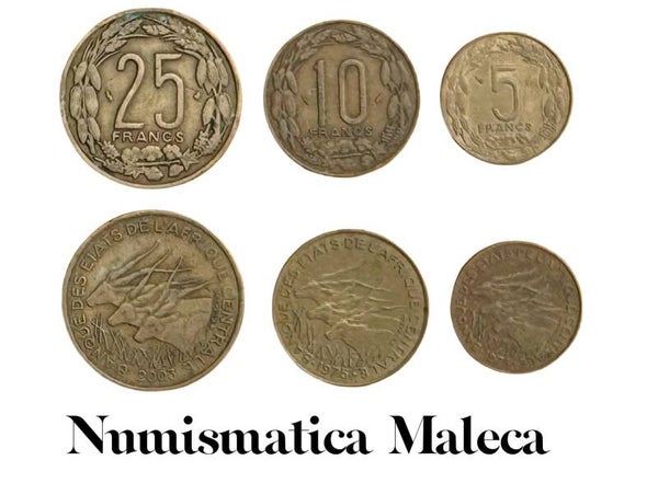 Africa Occidental Set 5,10,25 Francs XF