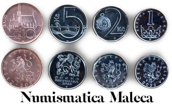 Republica Checa Set 4 pcs 1-10 Korun 2022-2024 Unc