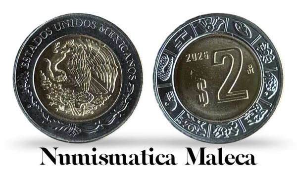 Mexico 2 pesos 2025, Km604 Unc