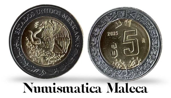 Mexico 5 Pesos 2025, Km605 Unc