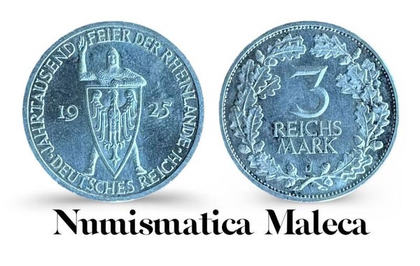 Alemania Weimer 3 Mark 1925, Km46 Rara Plata