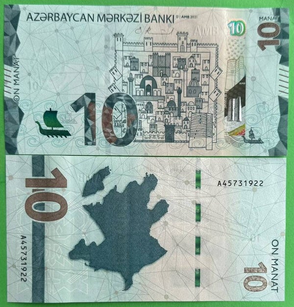 Azerbayan 10 Manat 2021, P-W40 Unc