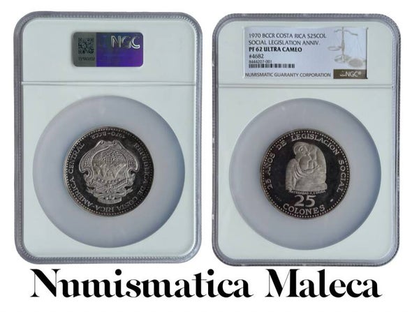 Costa Rica 25 Colones 1979, km194 PF62 Ultra cameo