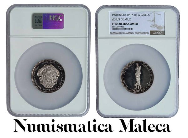 Costa Rica 20 Colones 1970, km193 PF64 Ultra cameo