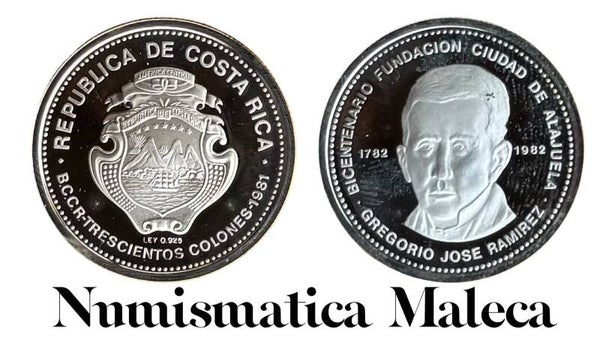 Costa Rica 300 Colones 1982, km223 Plata