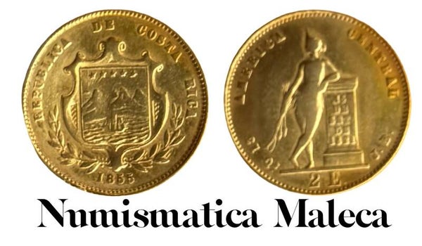 Costa Rica 🇨🇷 2 escudos 1855, Km99 Oro