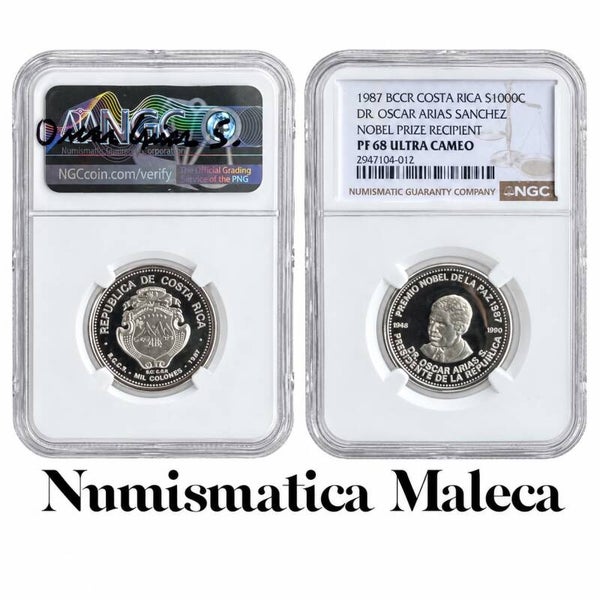Costa Rica 1000 Colones 1987 km225 PF68 ultra cameo  Firmada por Óscar arias